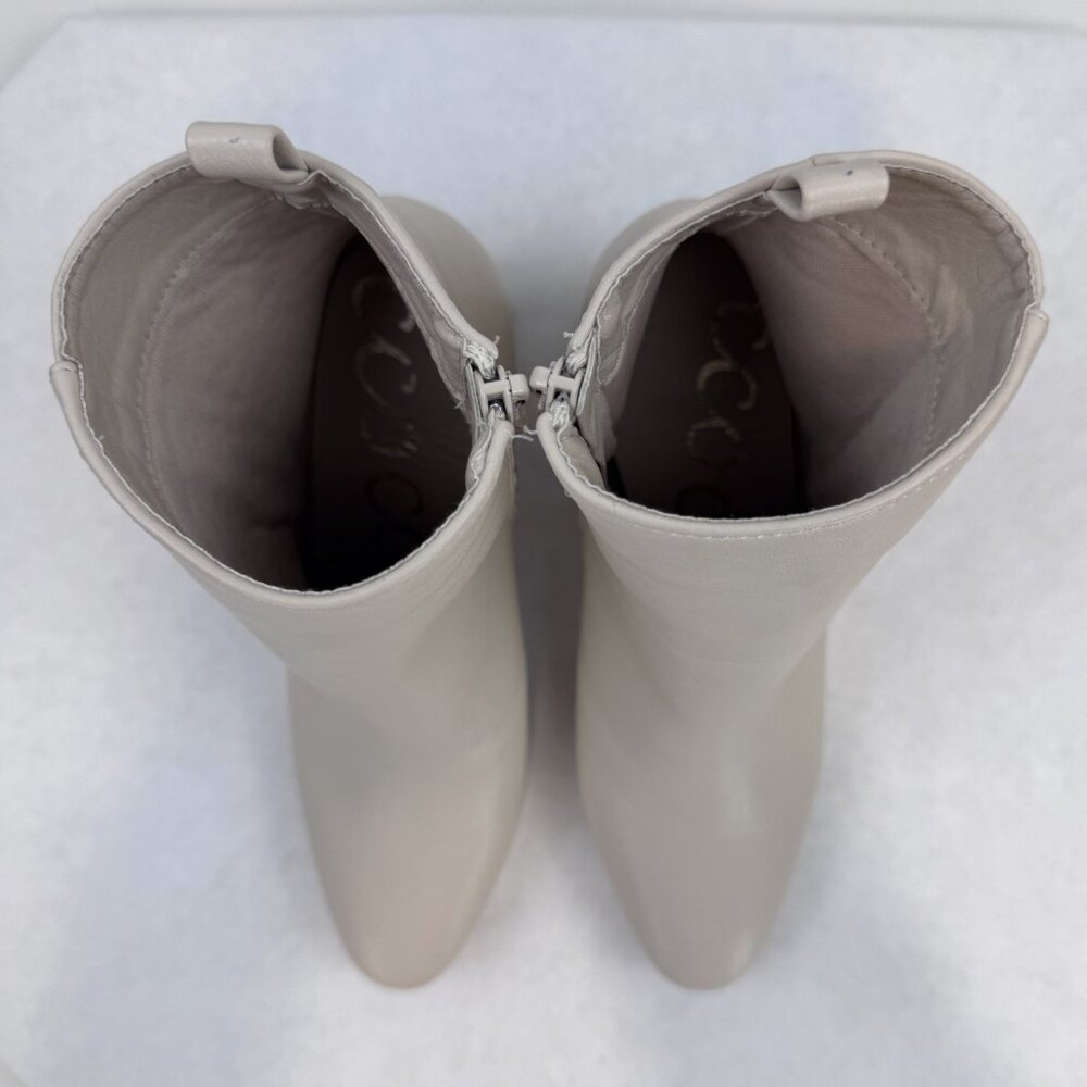 Ccocci Womens 7 Cream Ankle Boots Faux Leather Colleen Block Heels Pointed Zip - Picture 7 of 15